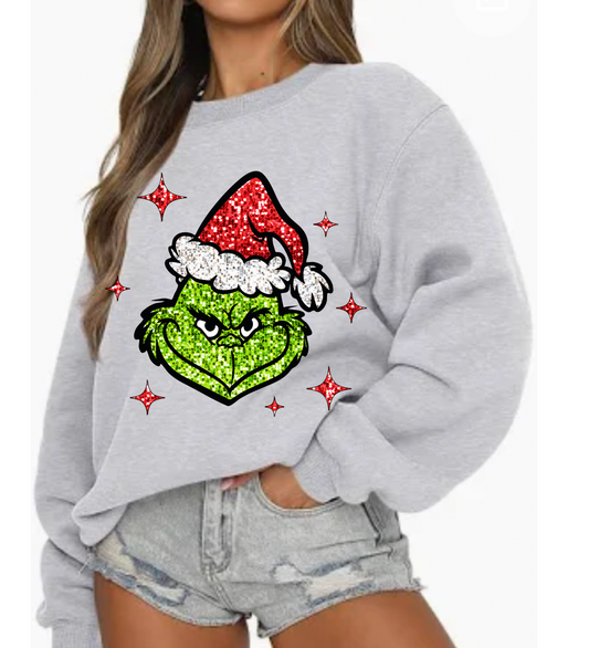 Sparkly Grinch Sweatshirt